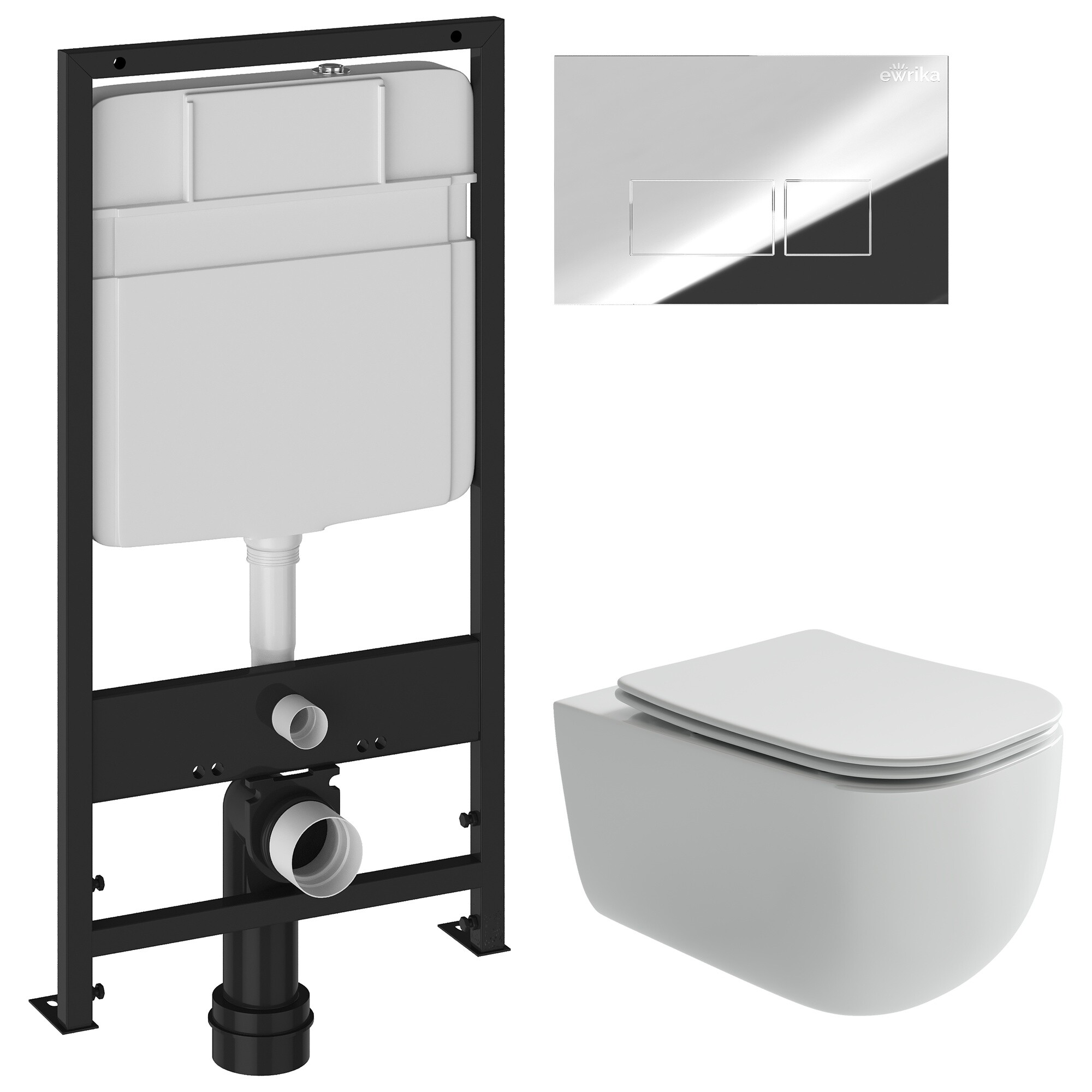 Унитаз Ceramicanova Noel CN3013 с инсталляцией Ewrika ProLT 0026-2020, с кнопкой хром 0041