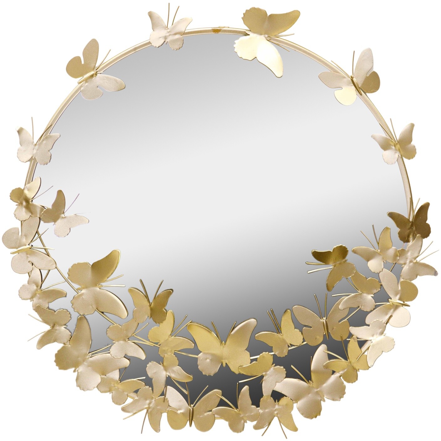 Зеркало настенное круглое с бабочками 65х65см золото Glasar