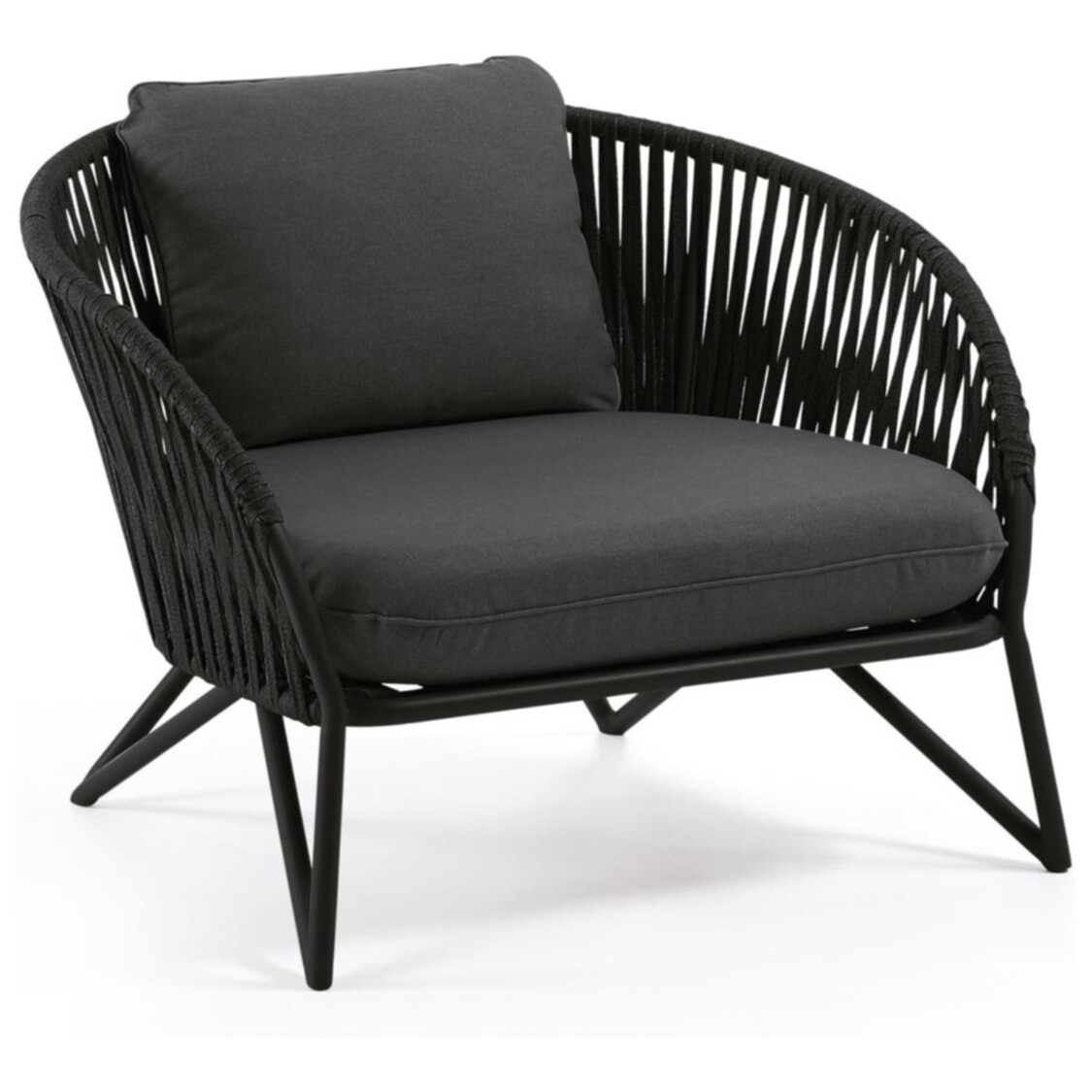 Плетеное кресло на металлических ножках черное Branzie от La Forma
