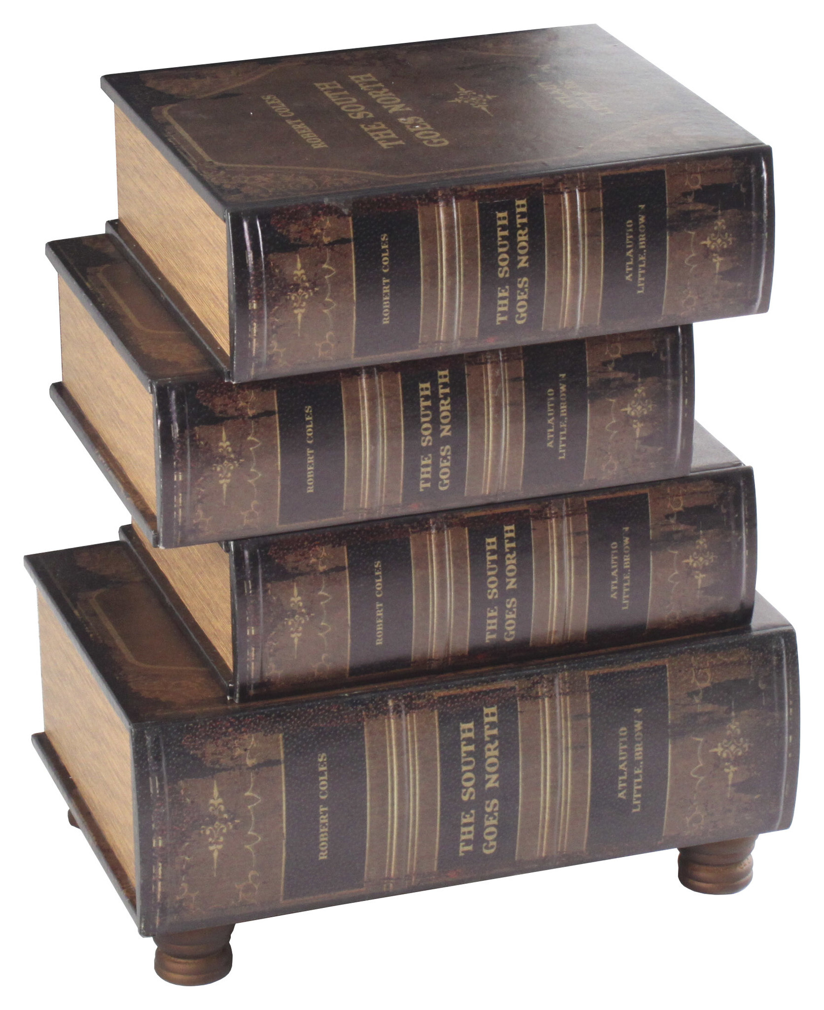 Прикроватная тумбочка с 4 ящиками в форме книг коричневая Books