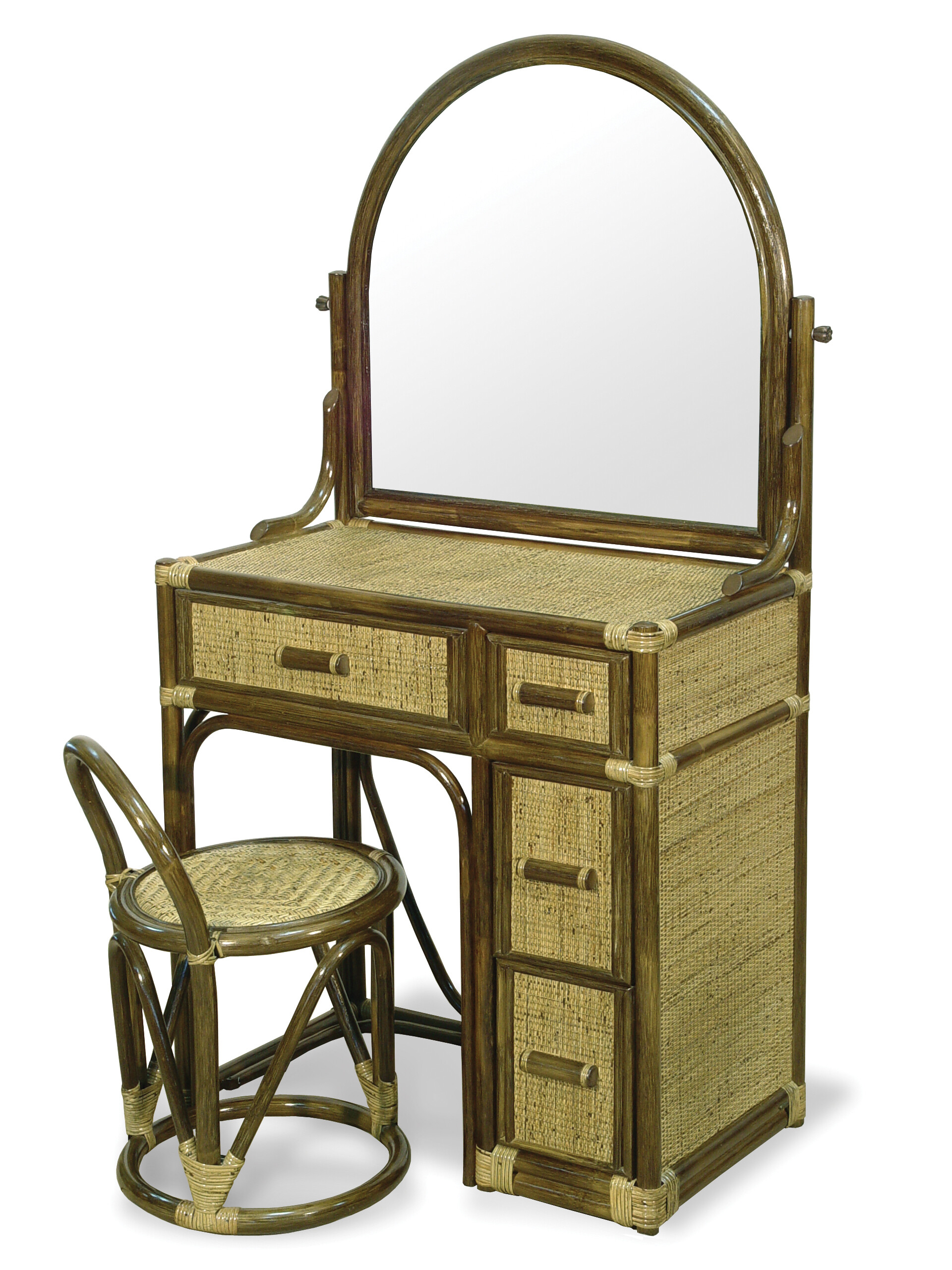 Туалетный столик с зеркалом и табуретом олива Calamus Rotan