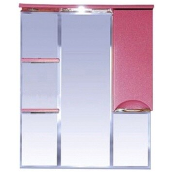 Зеркало настенное со шкафом и подсветкой правое розовое &quot;Жасмин-85&quot;