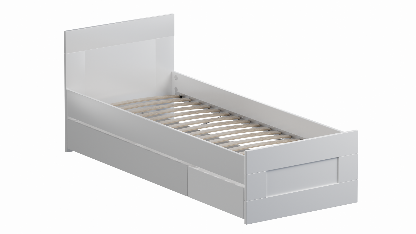 Кровать односпальная с ортопедическим основанием 80х200 см деревянная белая &quot;Сириус&quot;