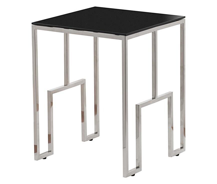 Приставной столик черный с основанием хром 40 см Sky Silver 2