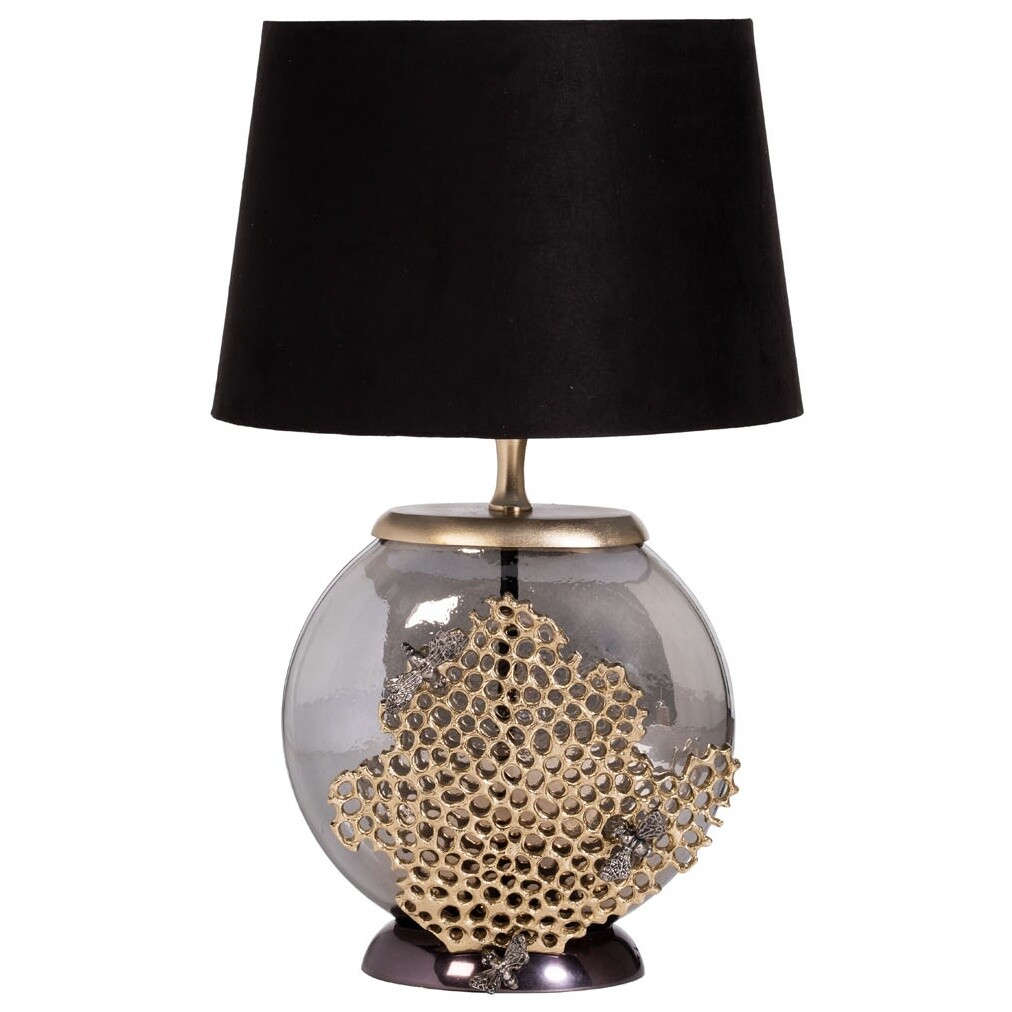 Лампа настольная с абажуром и металлическим декором 32,7х26,5 см черная, золотая 69-102003
