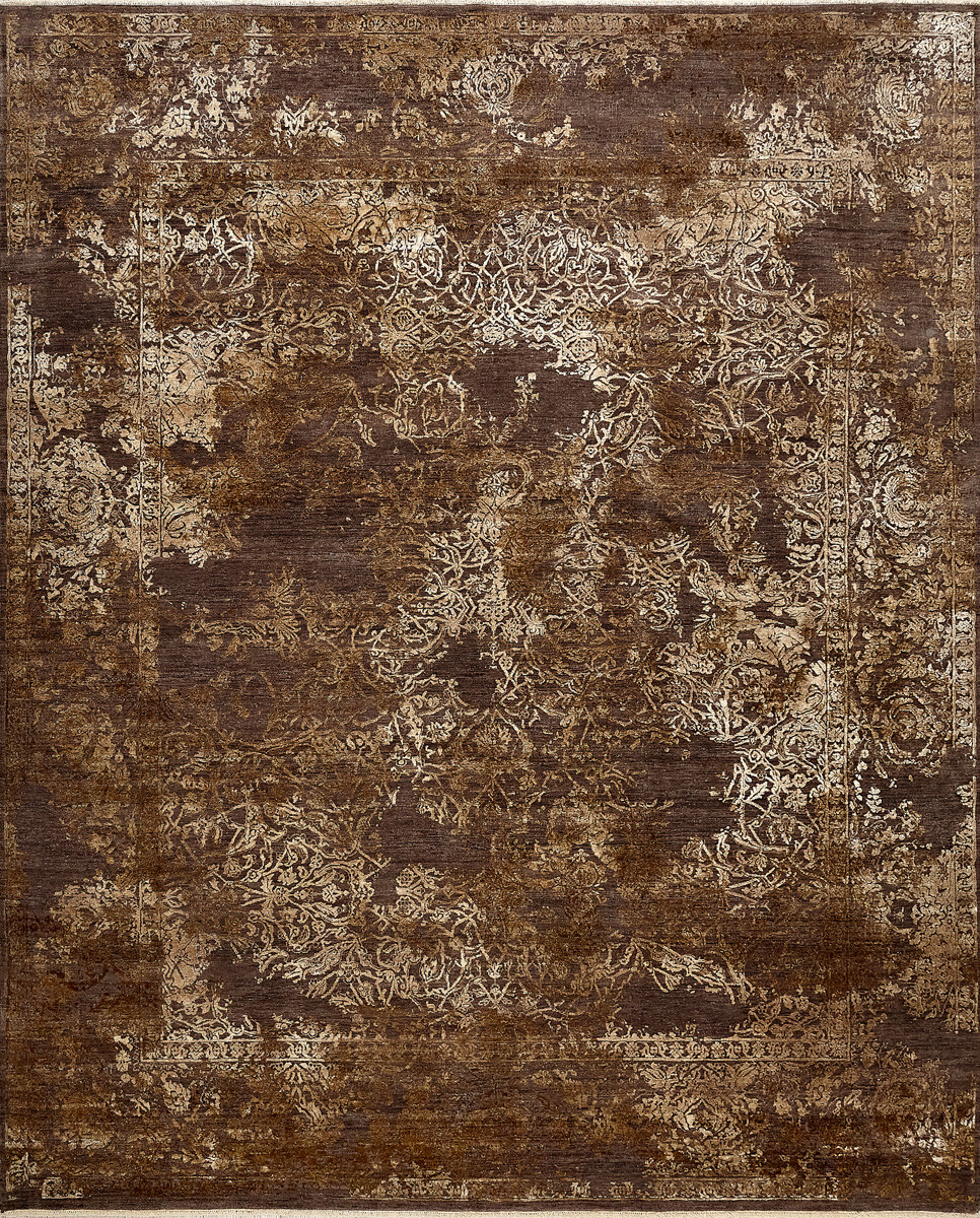 Ковер шерсть + шелк 249х310 см коричневый illusion