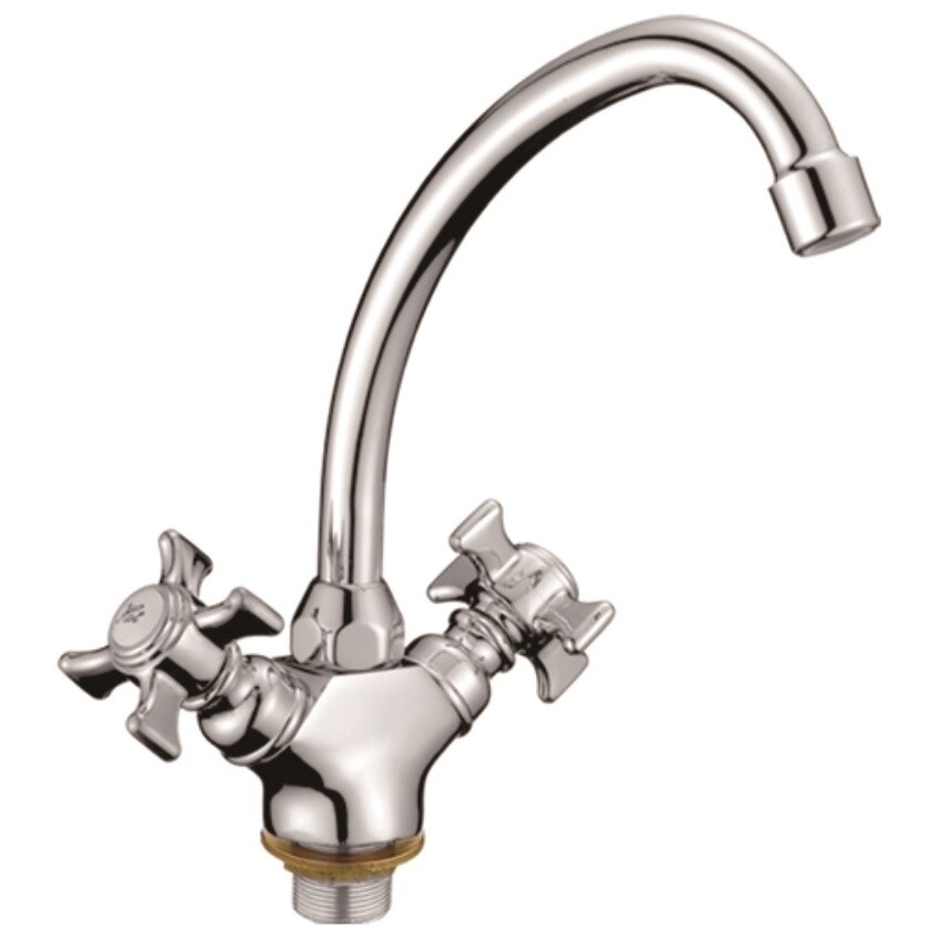 Смеситель для кухни двухвентильный с гибким изливом хром D-Lin D156807-Q