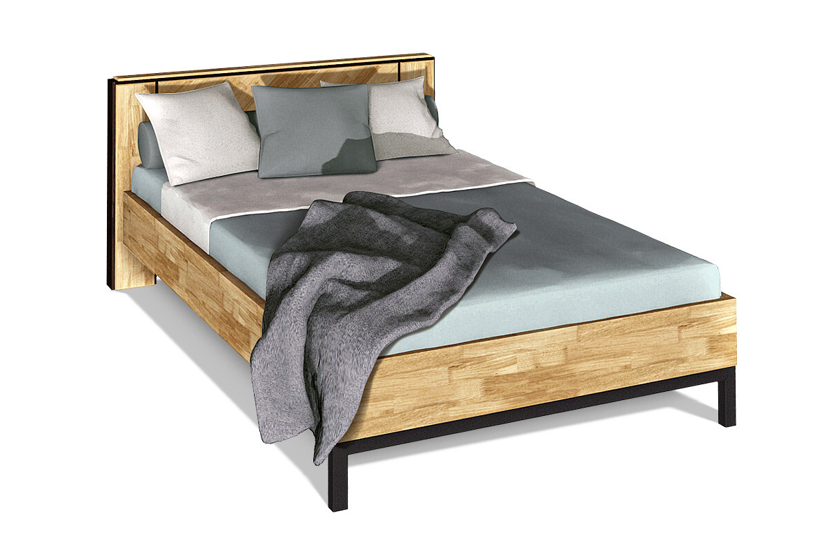 Кровать полутораспальная светло-коричневая и графит 120х200 см Cube Design