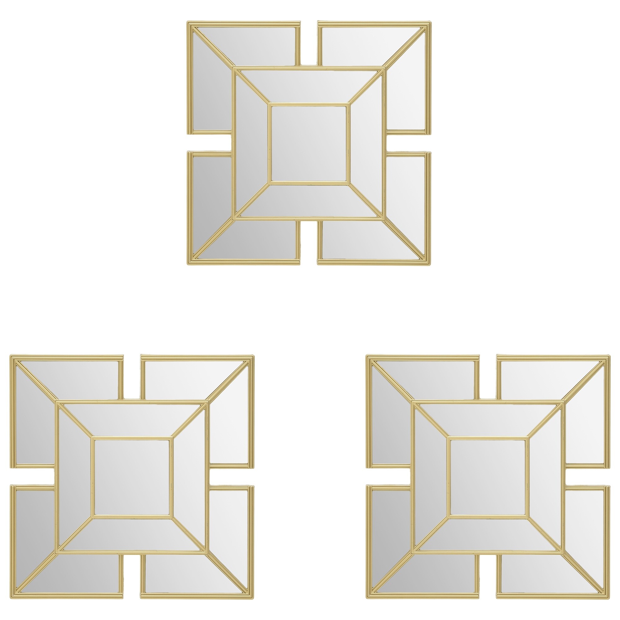 Зеркала настенные квадратные 3 шт золотые 111771
