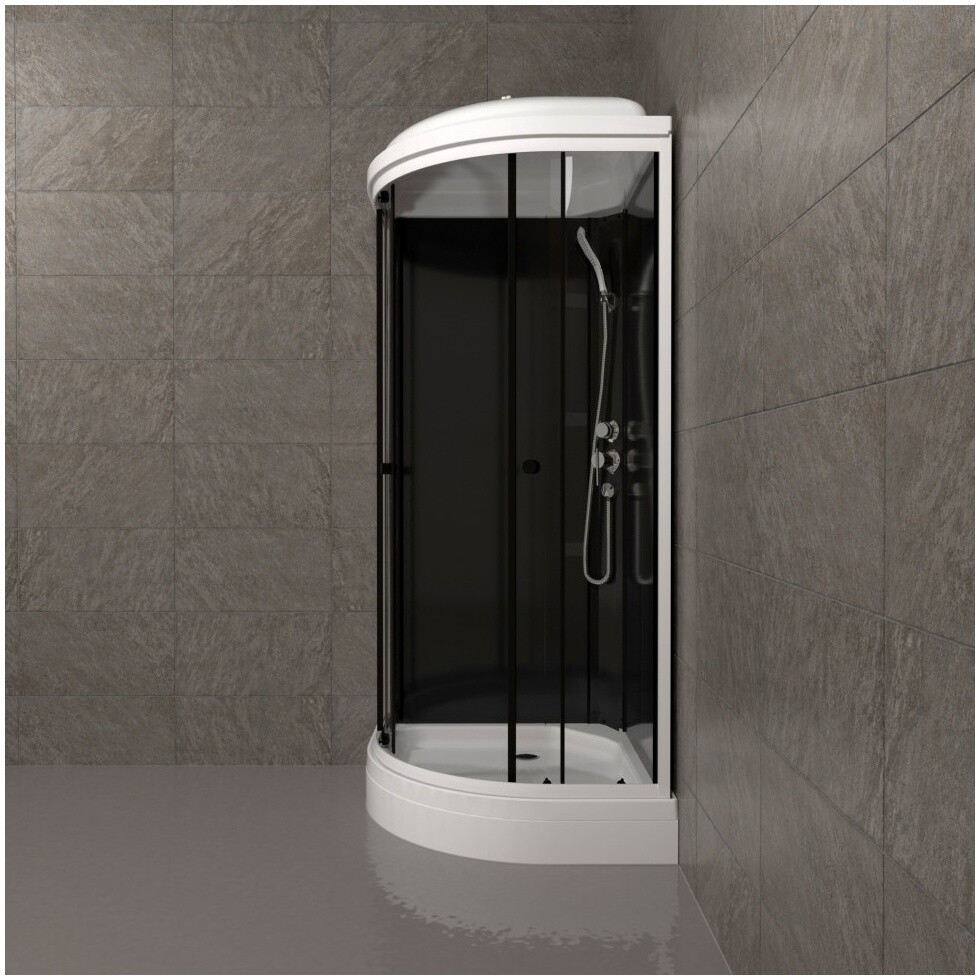 Душевая кабина четверть круга с низким поддоном 88х88 см белая, черная Triton "Нова А" Щ0000062583 - изображение 9