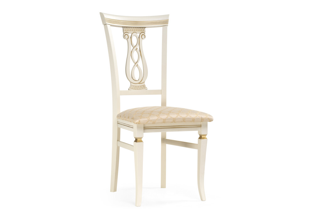 Деревянный стул с мягким сиденьем слоновая кость, белый, золото &quot;Флавиан&quot;