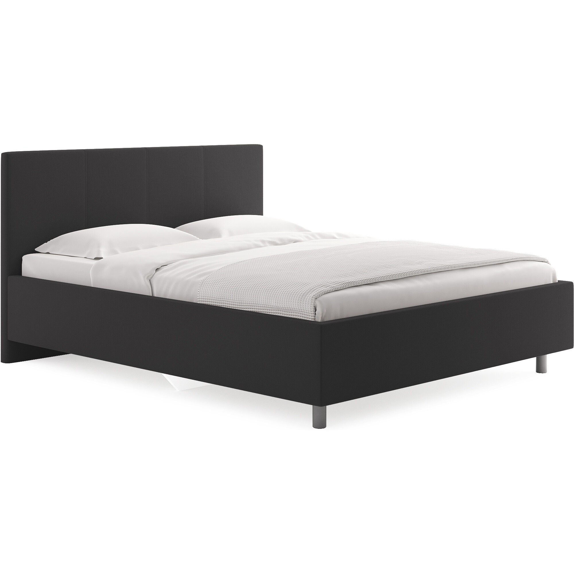 Кровать полутораспальная с мягким изголовьем 120х200 см экокожа графит Prato