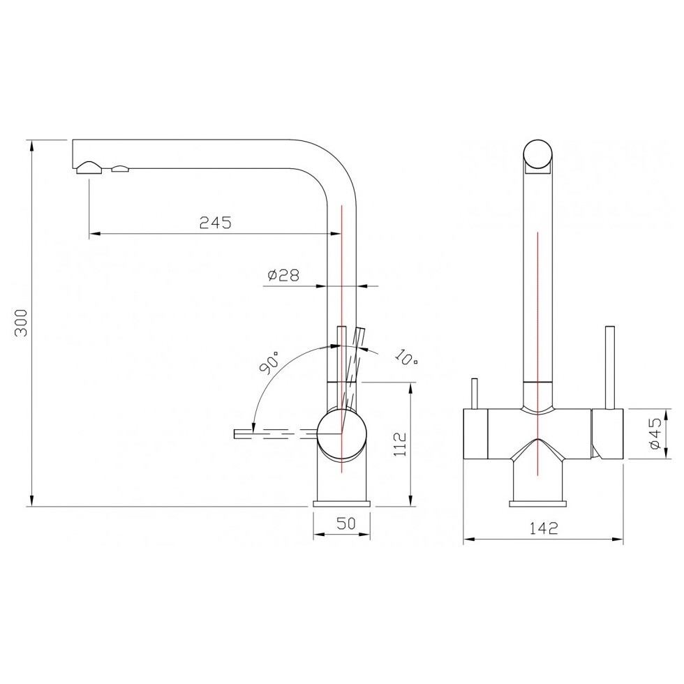 Смеситель для кухни однорычажный с краном для питьевой воды черный Milacio Ultra MCU.558.TB - изображение 6