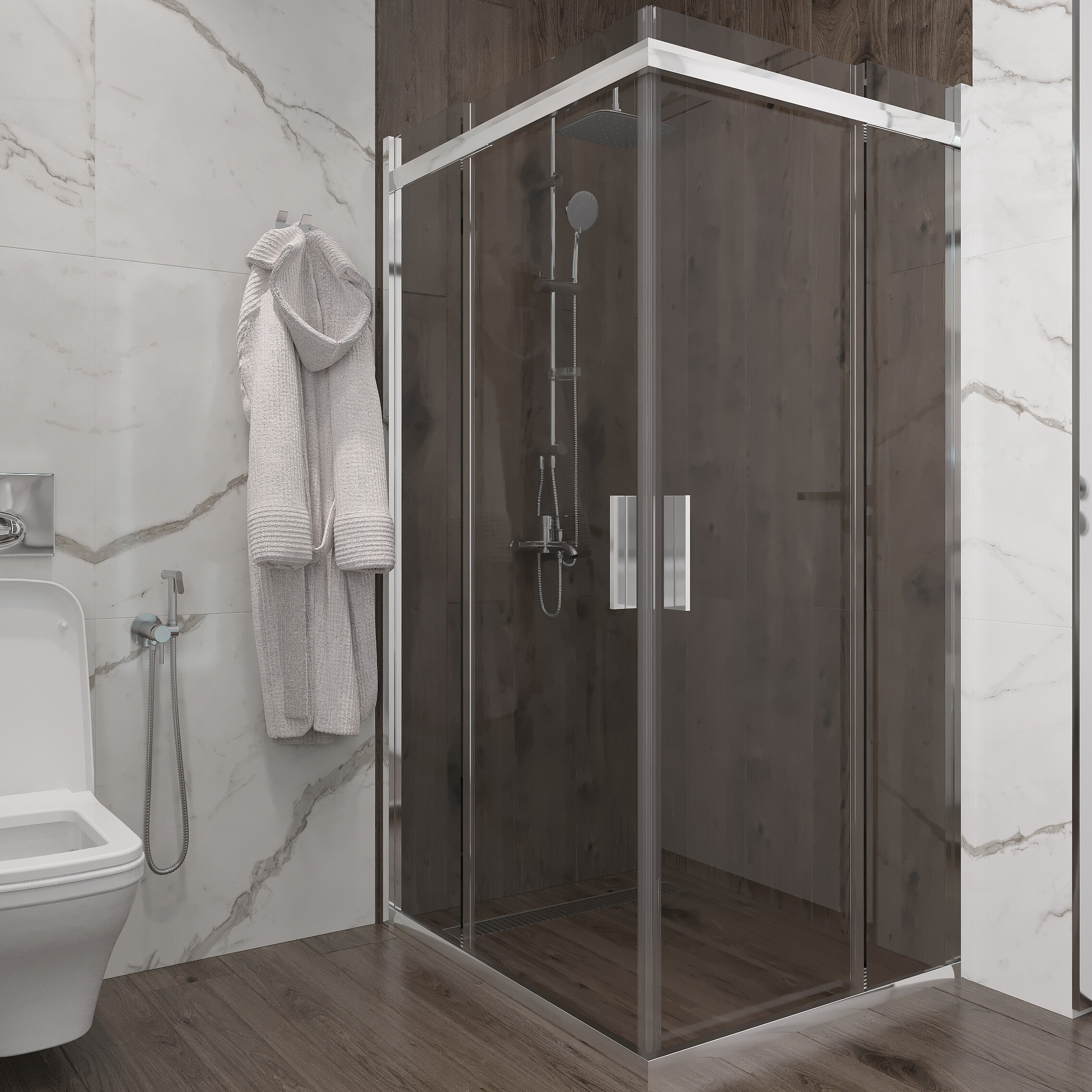 Душевой уголок прямоугольный 80х100 см хром Artemis Agave Slim 230 6.915.101.0230.100.10.88