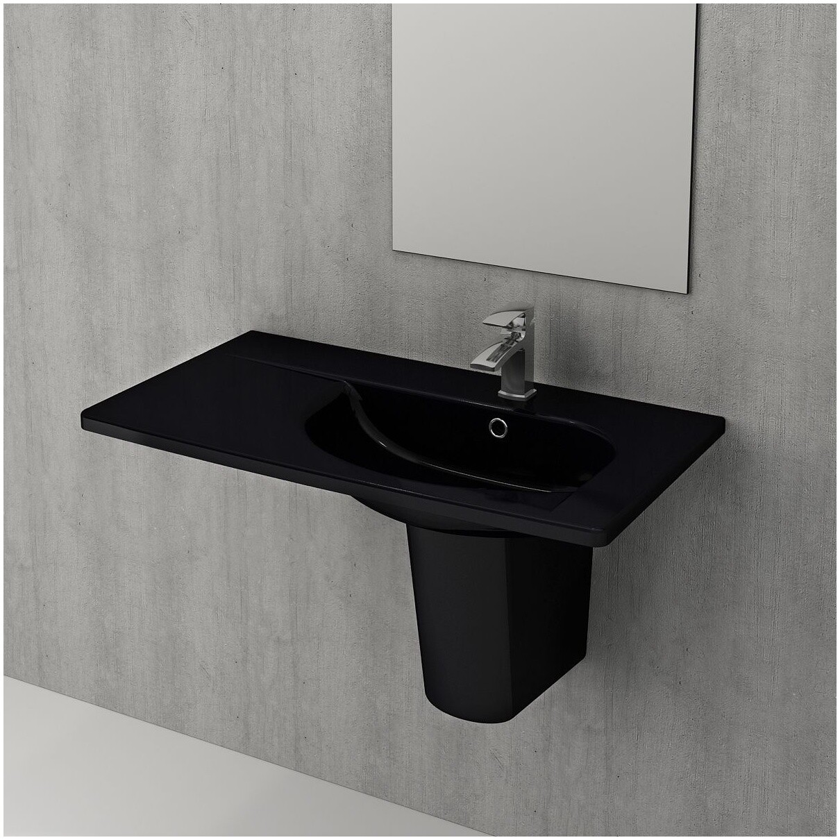 Раковина прямоугольная фарфоровая глянцевая черная Bocchi Taormina Arch 1020-005-0126 - изображение 4