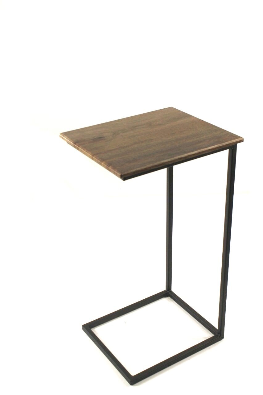 Кофейный приставной столик на металлических ножках коричневый, орех М012.0А52