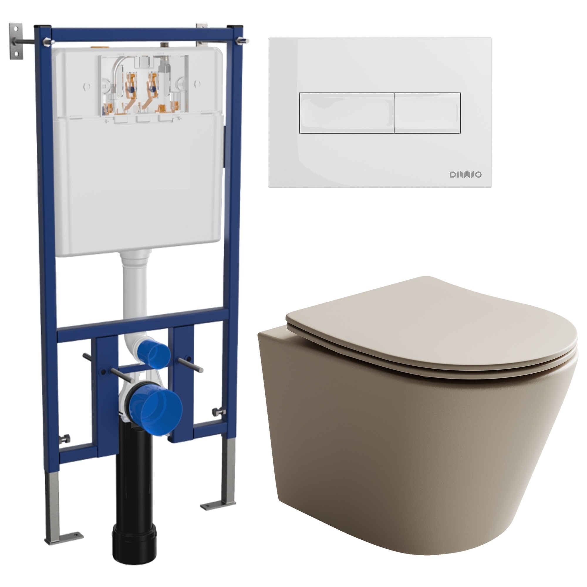Унитаз подвесной Ceramicanova Balearica Rimless CN6000MC с инсталляцией Diwo 4501, с кнопкой 7320
