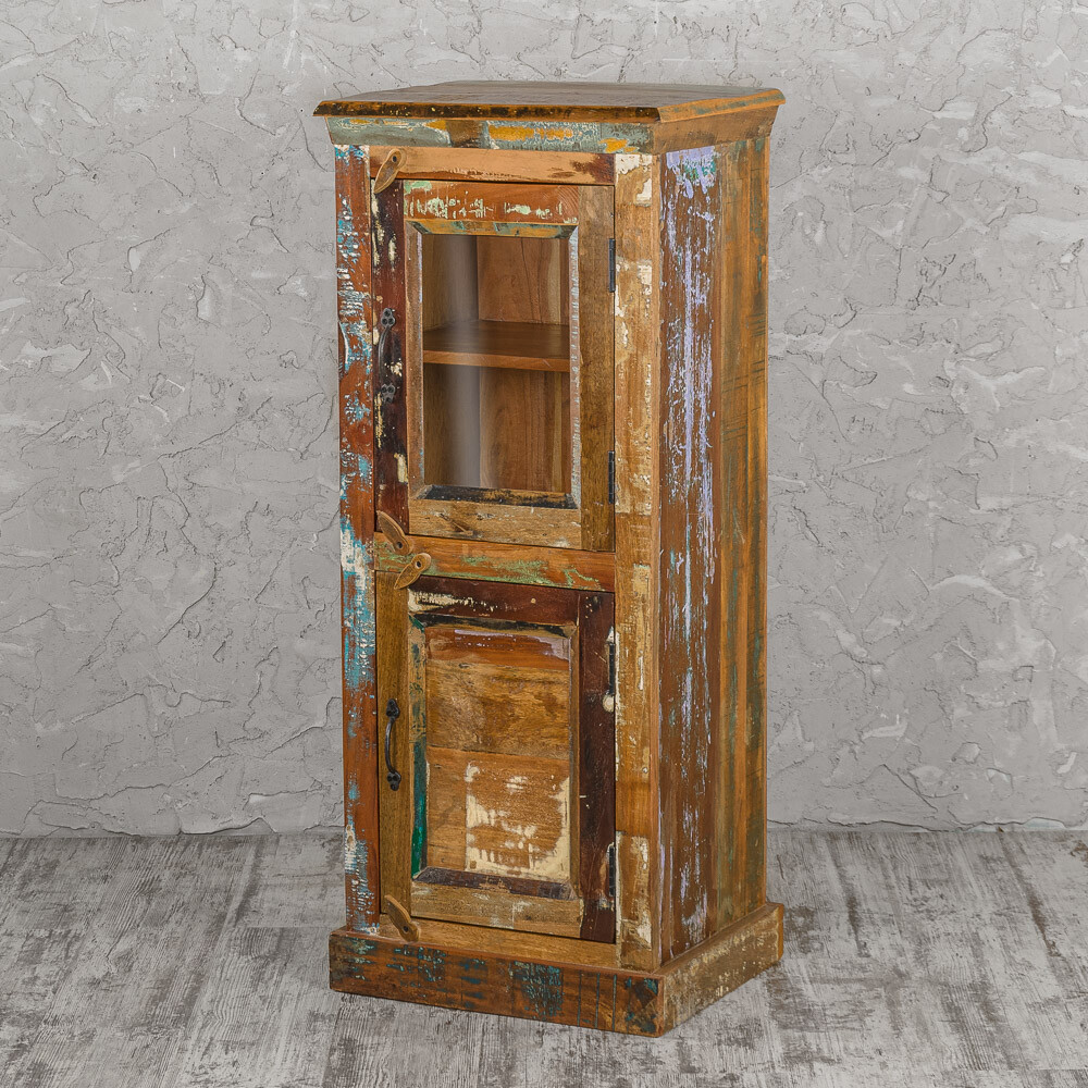 Шкаф деревянный со стеклянной дверцей коричневый &quot;Антик&quot;