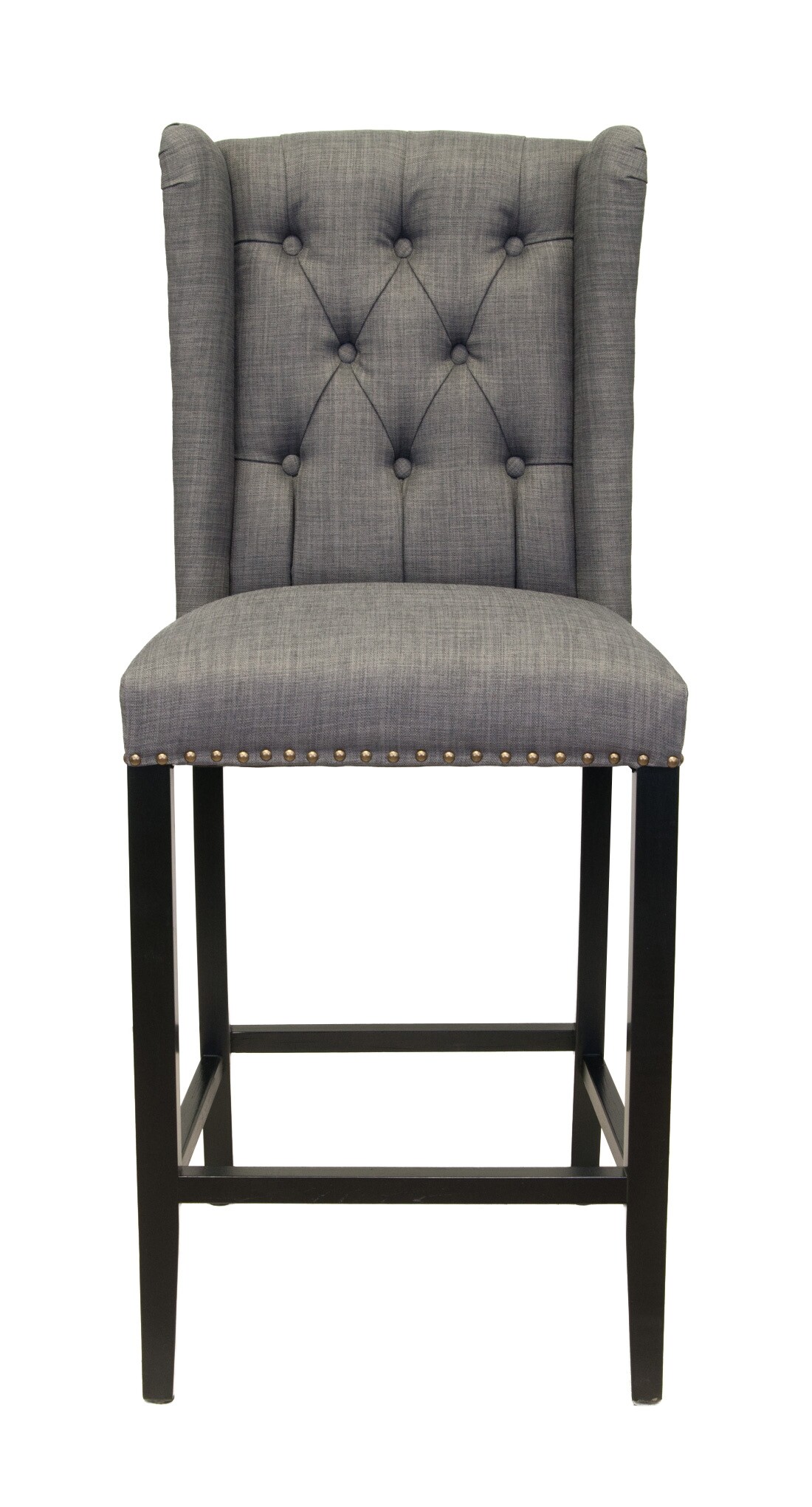 Барный стул со спинкой и стяжкой серый Skipton grey