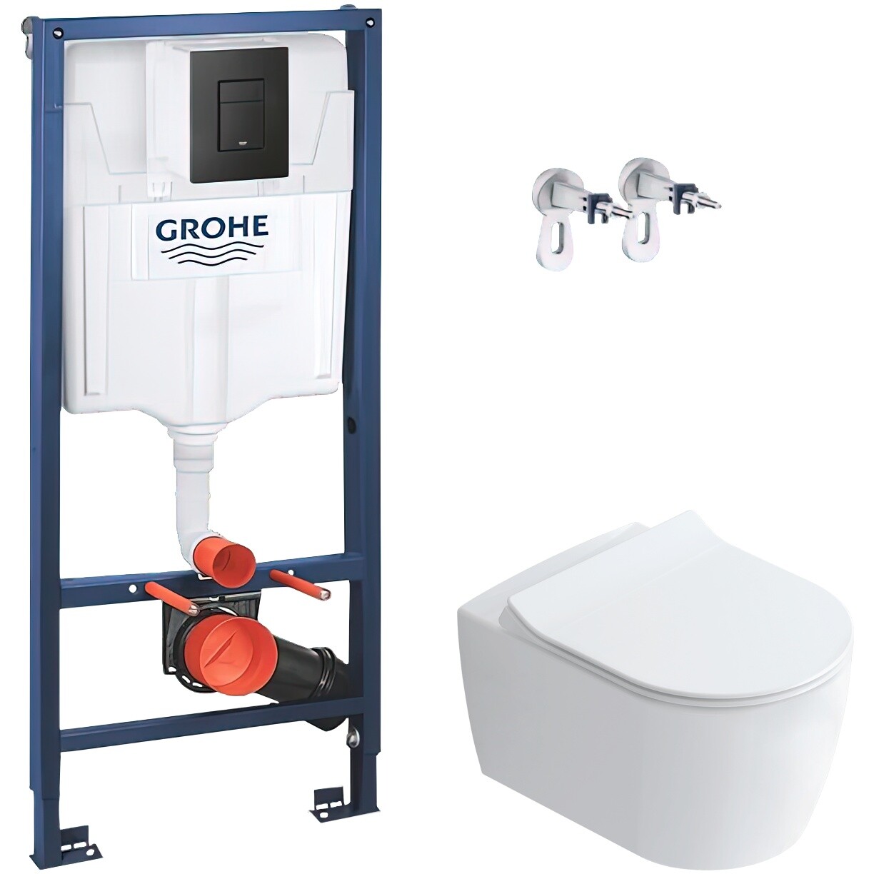 Унитаз подвесной белый Stworki &quot;Ноттвиль&quot; SETK3104-2616 с инсталляцией Grohe Rapid SL 38811KFO