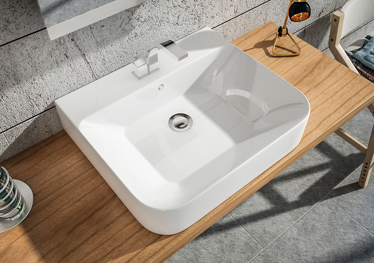 Раковина накладная керамическая прямоугольная 48х55 см белая Stworki 3054-KL - изображение 9