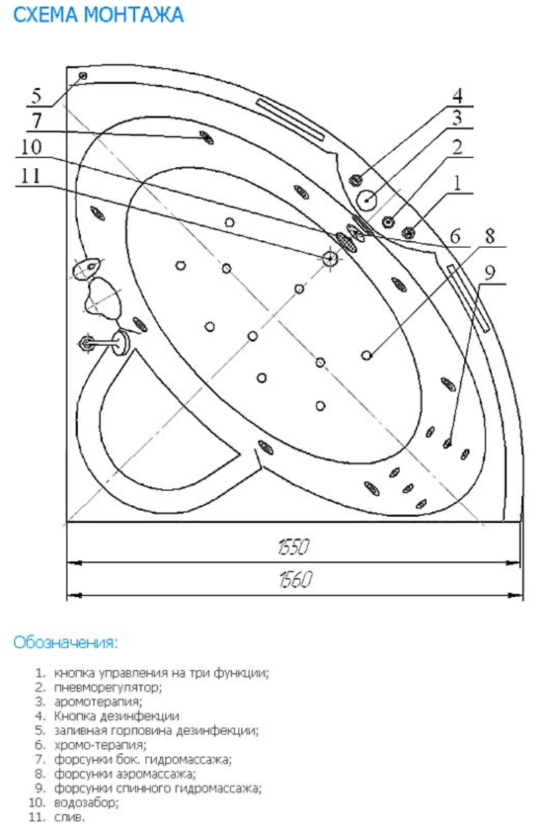 Ванна акриловая 155х155 см белая Aquatek "Поларис-2" POL2-0000041 - изображение 8