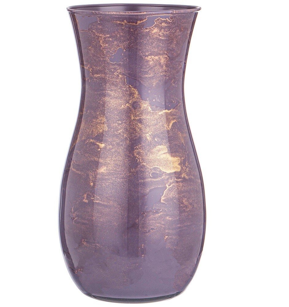 Ваза стеклянная фиолетовая 26 см Claudia Golden Marble Lavender