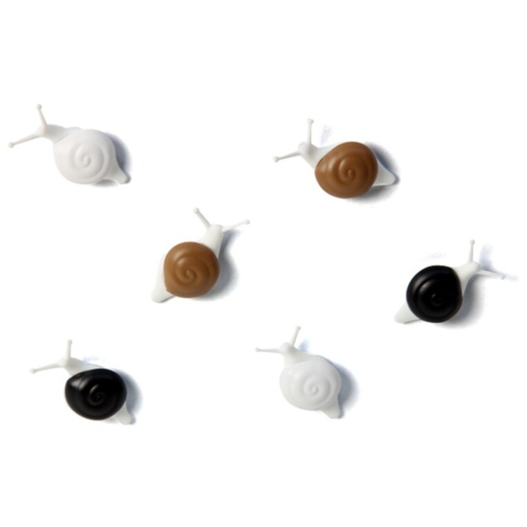 Магниты на холодильник 6 шт. белые, коричневые, черные Snail