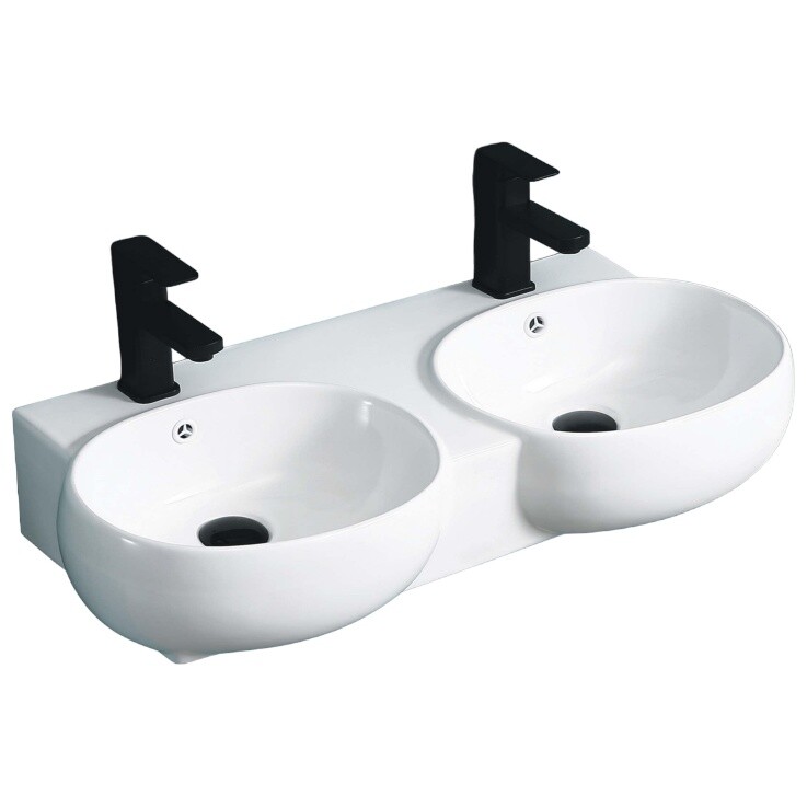 Раковина двойная фарфоровая овальная 39х81 см белая Cerutti SPA Double Viva CT9705