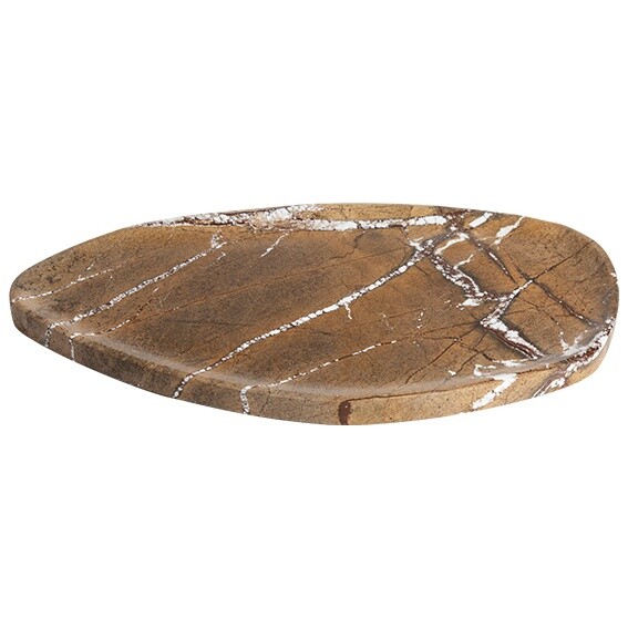Чаша керамическая овальная 19х35 см охра Shaped stone plate-coffee color