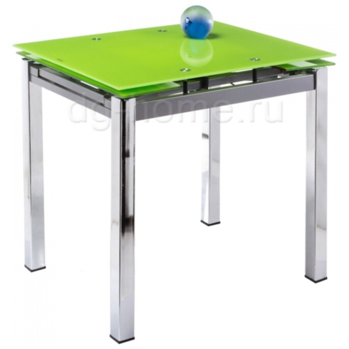 Обеденный стол раздвижной стеклянный зеленый 80-120 см Kvadro