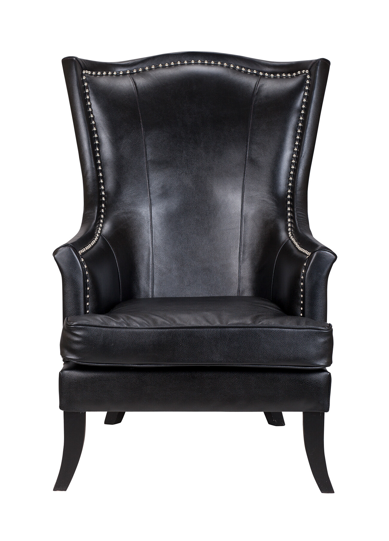 Кресло с высокой спинкой из натуральной кожи черное Chester Black Leather