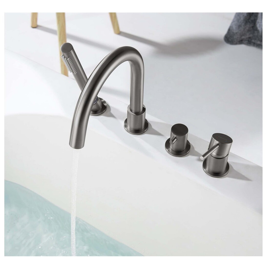 Смеситель на борт ванны оружейная сталь Aquatek "Европа" AQ1348BGM - изображение 4