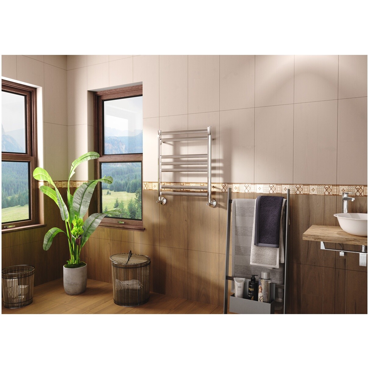 Полотенцесушитель водяной 50х60 см хром Lemark Mars LM35607 П7 - изображение 4