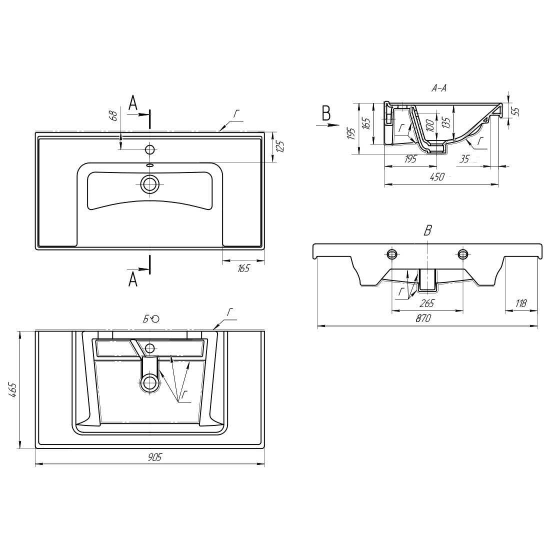 Умывальник мебельный белый Dreja "Грэйс 90" 641617 - изображение 4