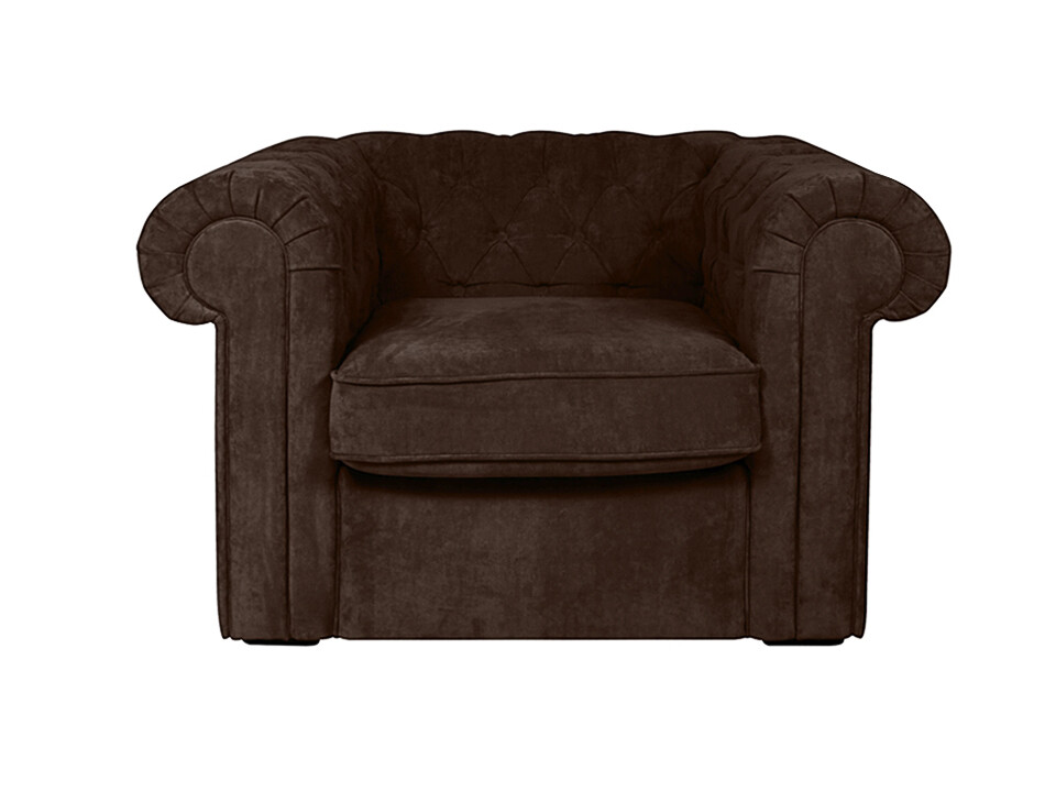 Кресло с мягкими подлокотниками шоколадно-коричневое Chesterfield