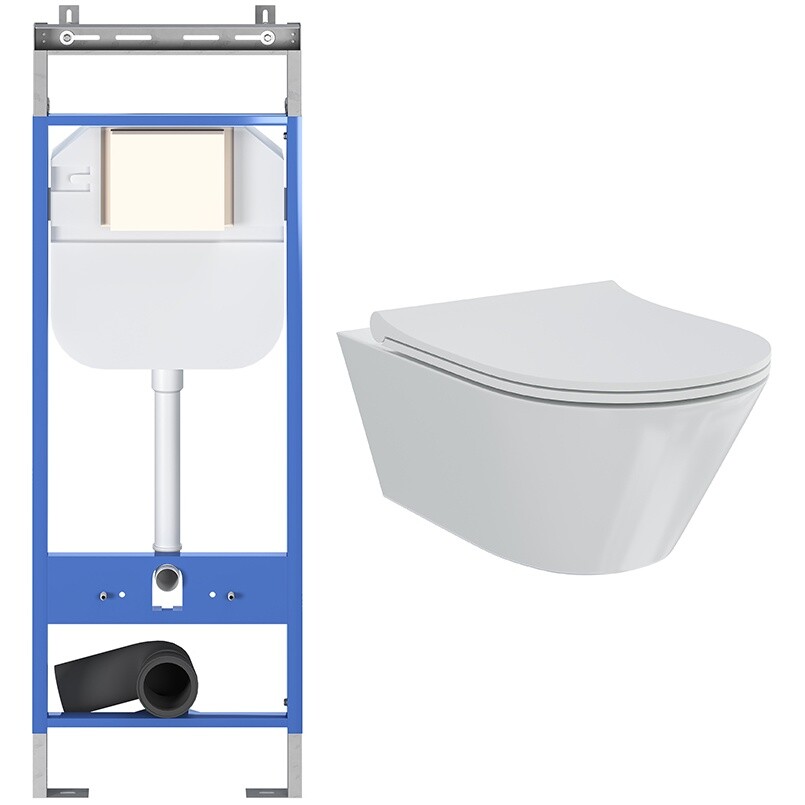 Унитаз подвесной белый Creto Logan L3 1003-001-L3W с инсталляцией Standart 1.1