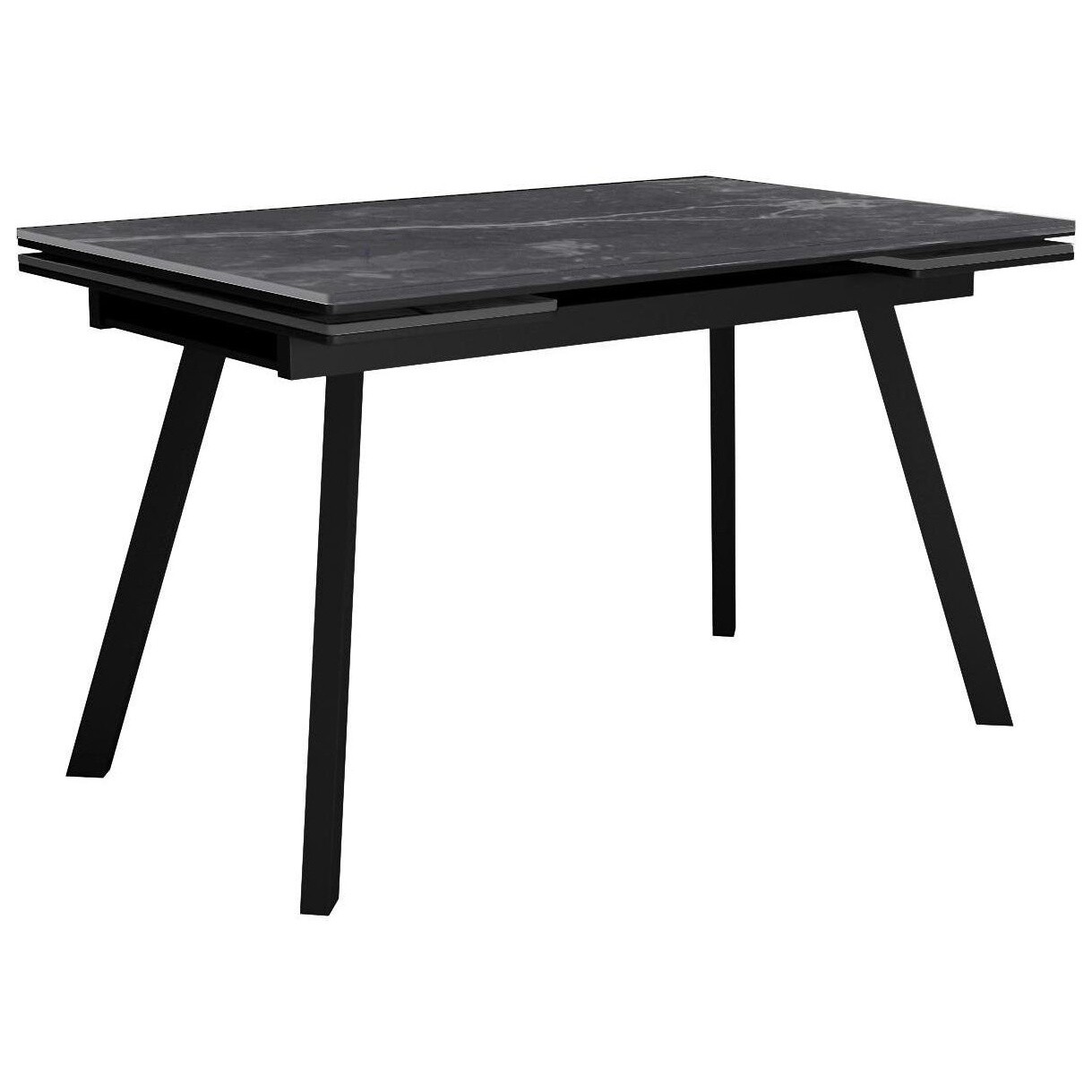 Обеденный стол раздвижной с керамической столешницей 80х125 см серый мрамор, черный SKA125