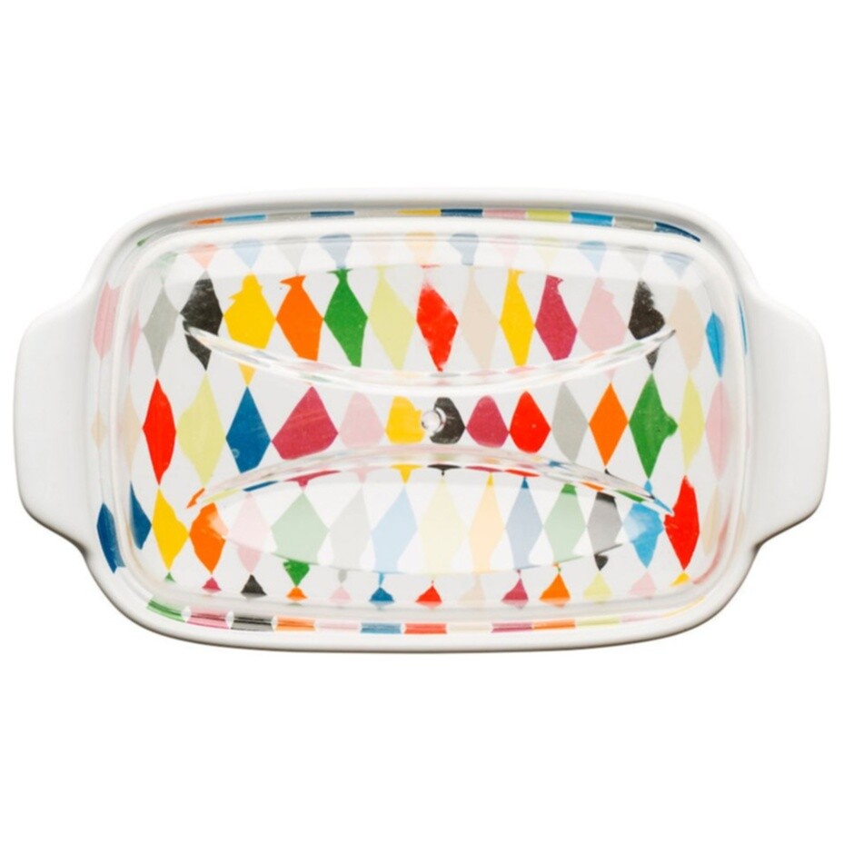Масленка из керамики и акрила 12х18 см разноцветная, прозрачная Kitchen