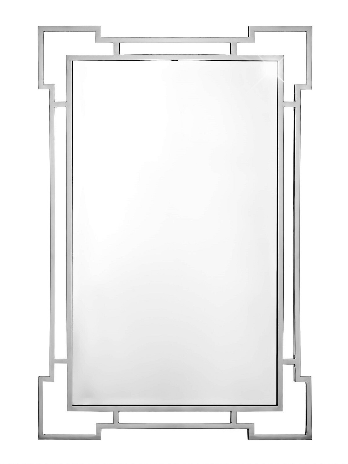 Зеркало настенное прямоугольное в металлической раме серебро Kitech