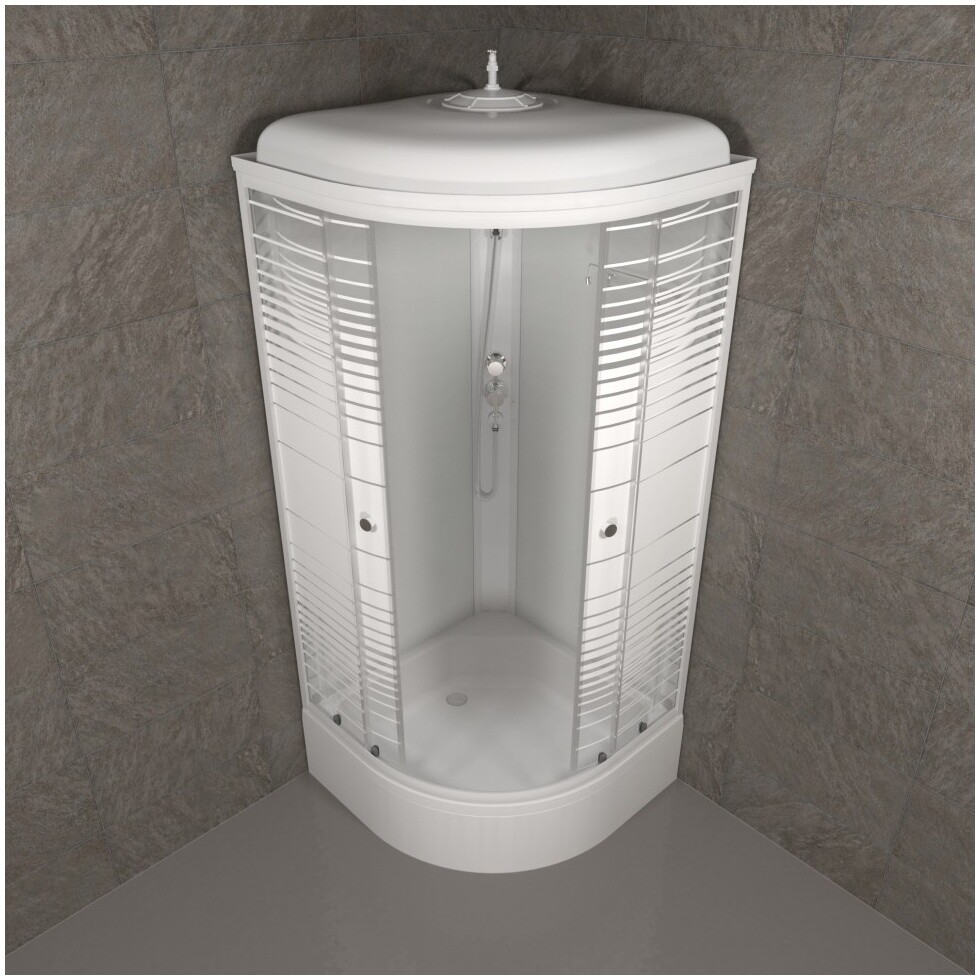 Душевая кабина четверть круга со средним поддоном 90х90 см белая Triton "Полосы В" Щ0000061848 - изображение 6