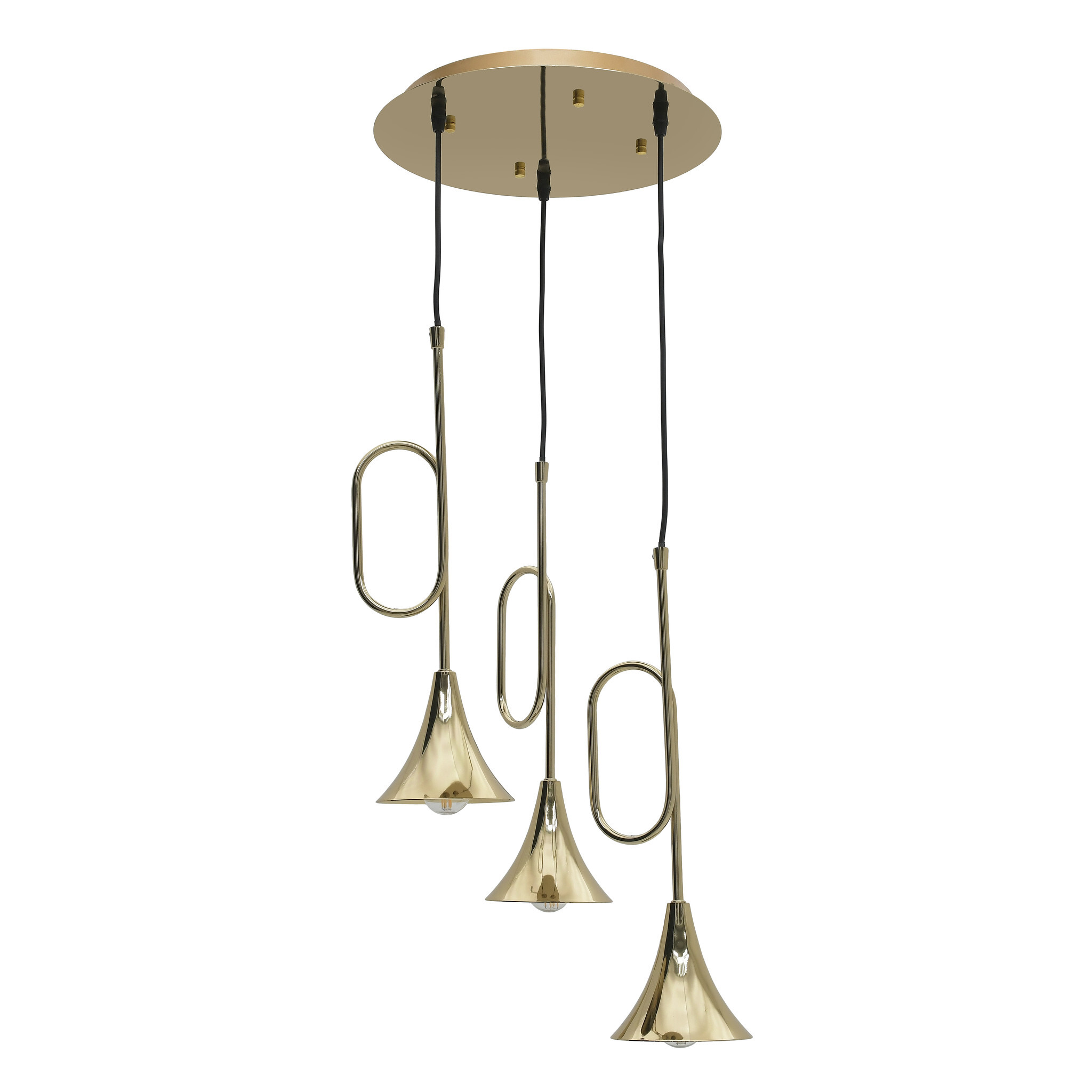 Подвесной светильник с 3 металлическими плафонами золото Trumpet 3-10-752-0059