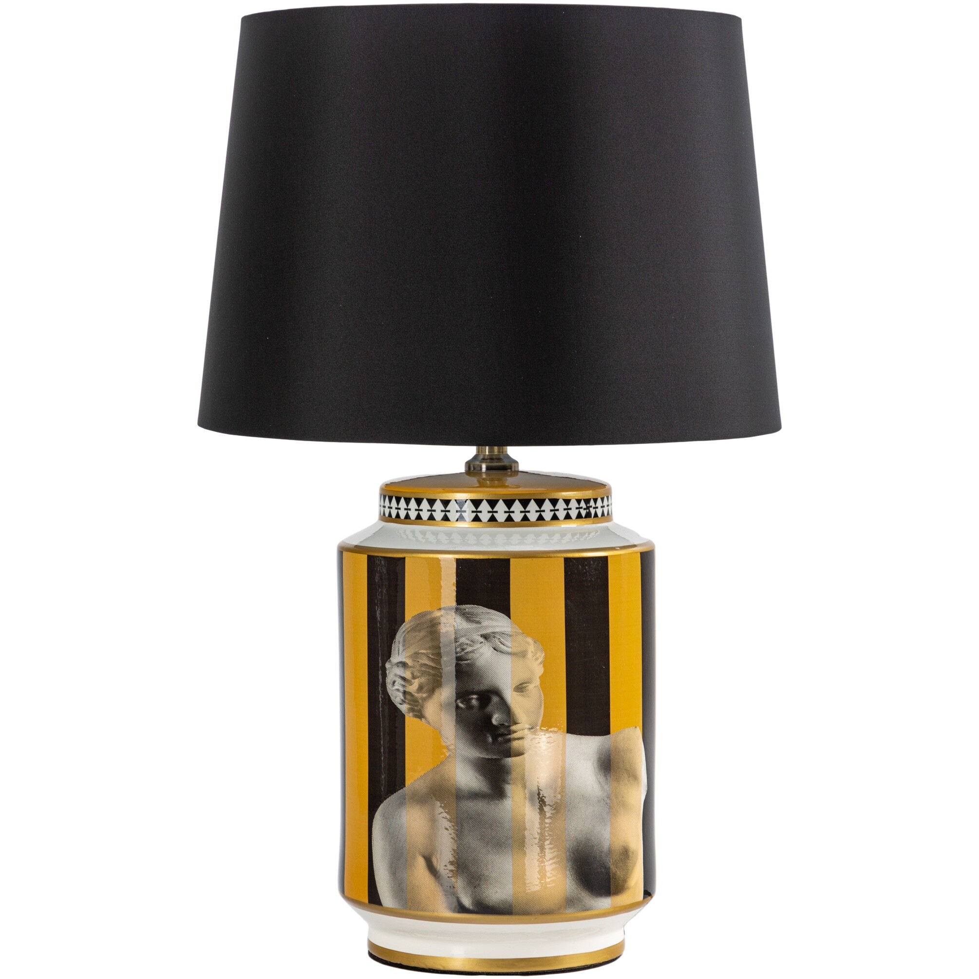 Лампа настольная керамическая с абажуром 68 см черная, желтая 58-023