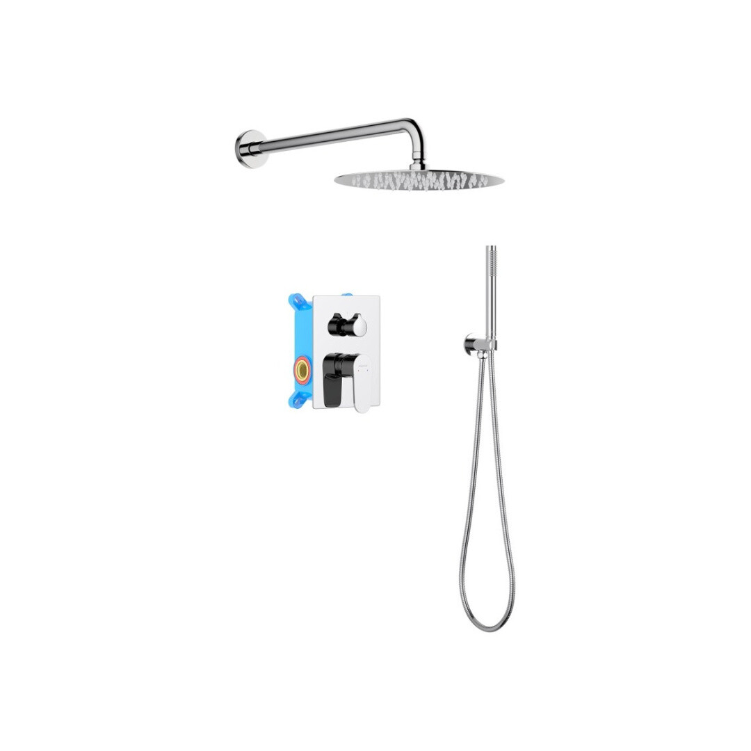Душевой комплект с лейкой и верхнем душем хром Aquatek &quot;Оберон&quot; AQ1272CR