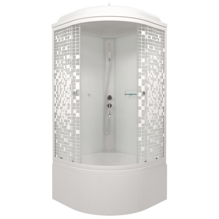 Душевая кабина четверть круга с высоким поддоном 90х90 см белая Triton "Мозаика Б" Щ0000061834 - изображение 15