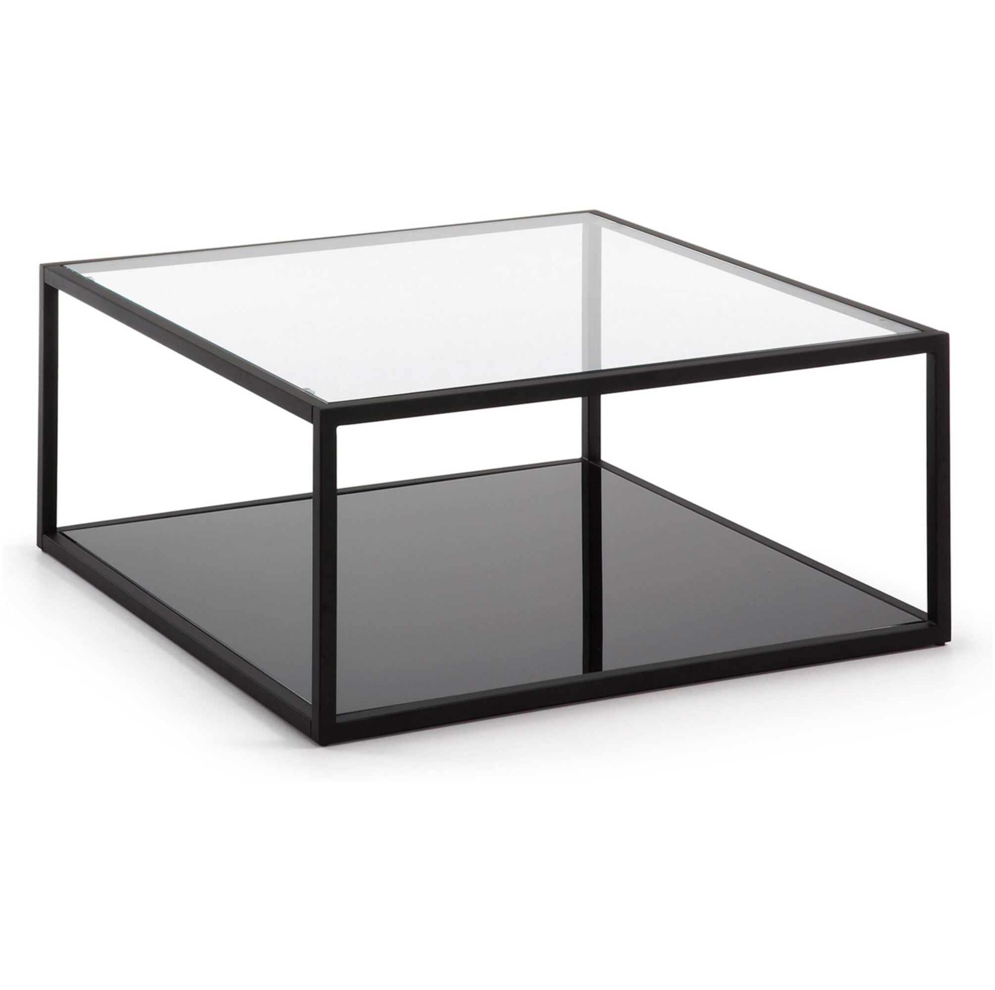 Журнальный столик стеклянный с черным основанием 80 см Greenhill от La Forma
