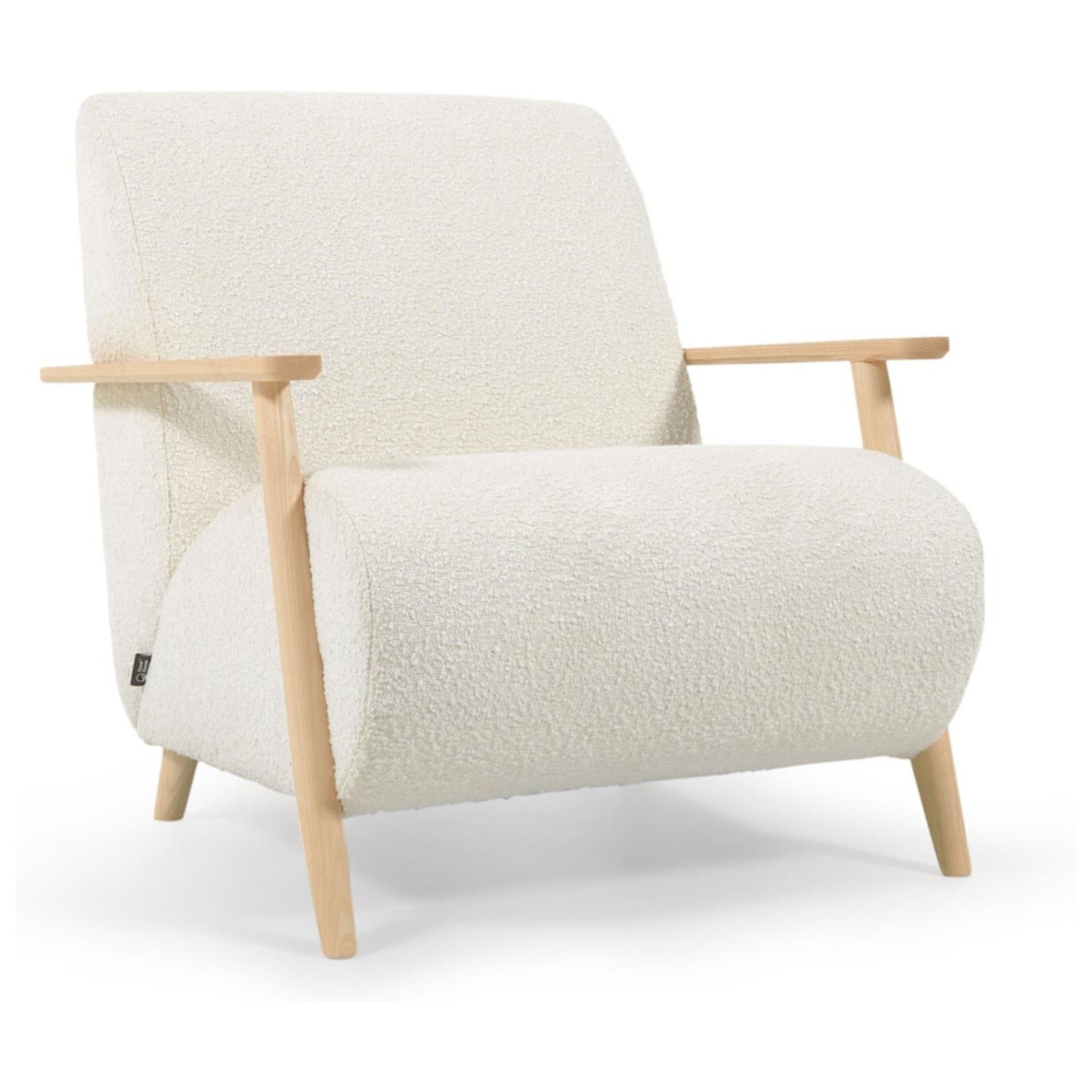 Кресло мягкое с деревянными подлокотниками белое Meghan от La Forma