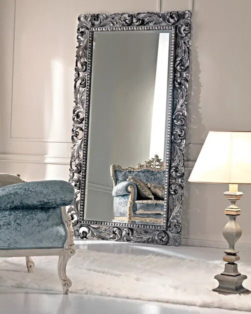 Зеркало напольное ростовое серебряное 90х188 см &quot;Кингстон&quot;