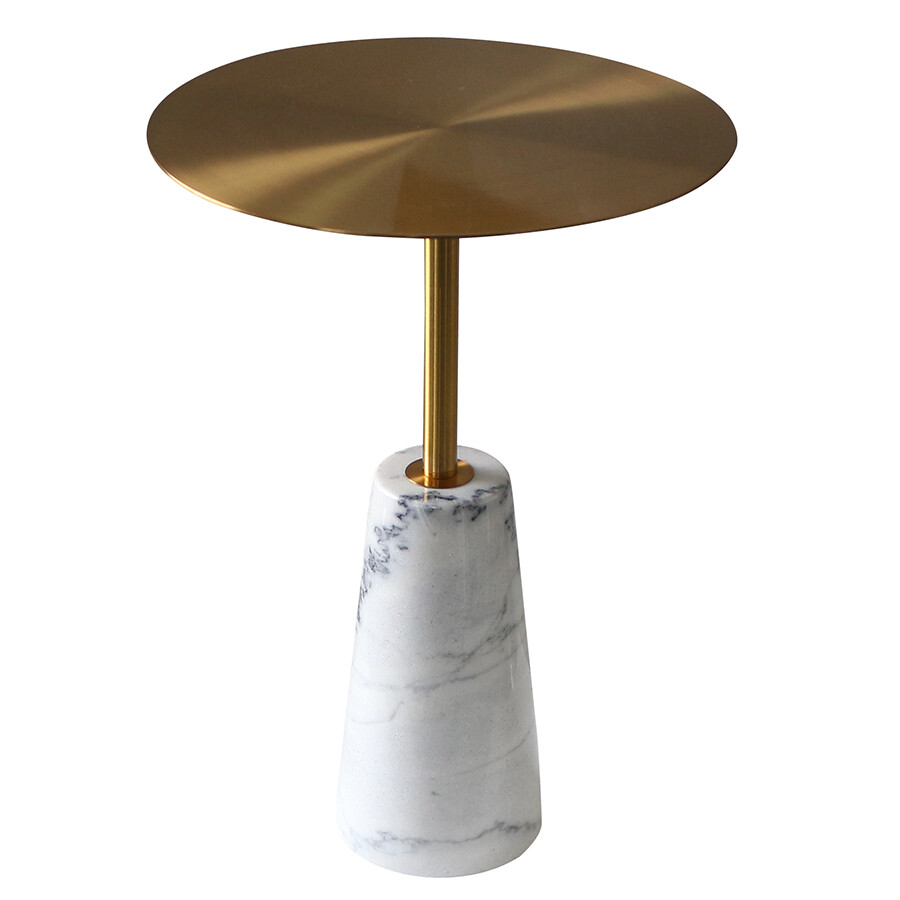 Кофейный столик круглый 42 см латунь, белый Asgard