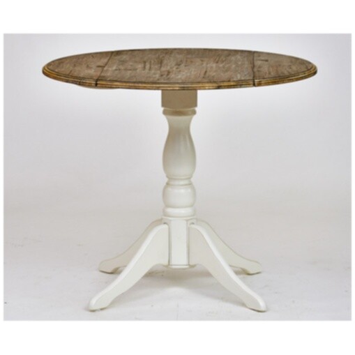 Обеденный стол раскладной круглый с эффектом старения шато, бежевый Marcel & Chateau